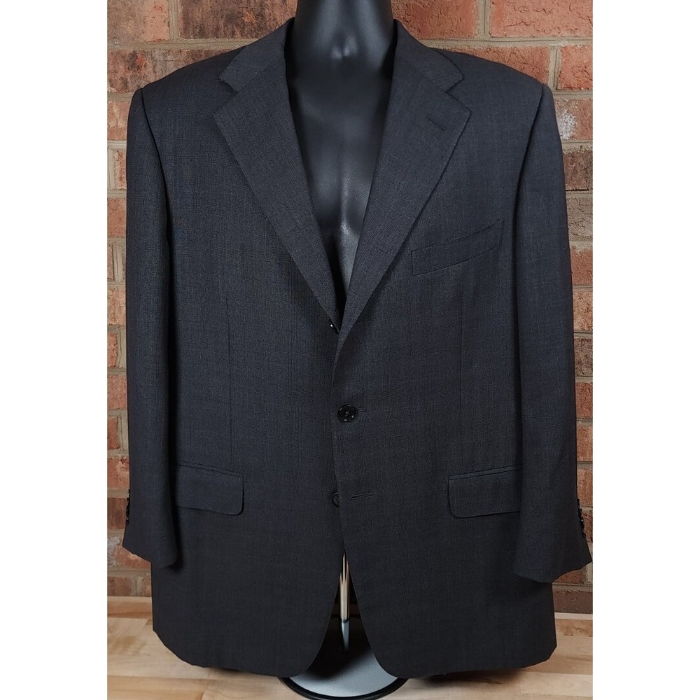 Ermenegildo Zegna Gray Check Suit Jacket Mens Size US 44R Su Misura Trofeo